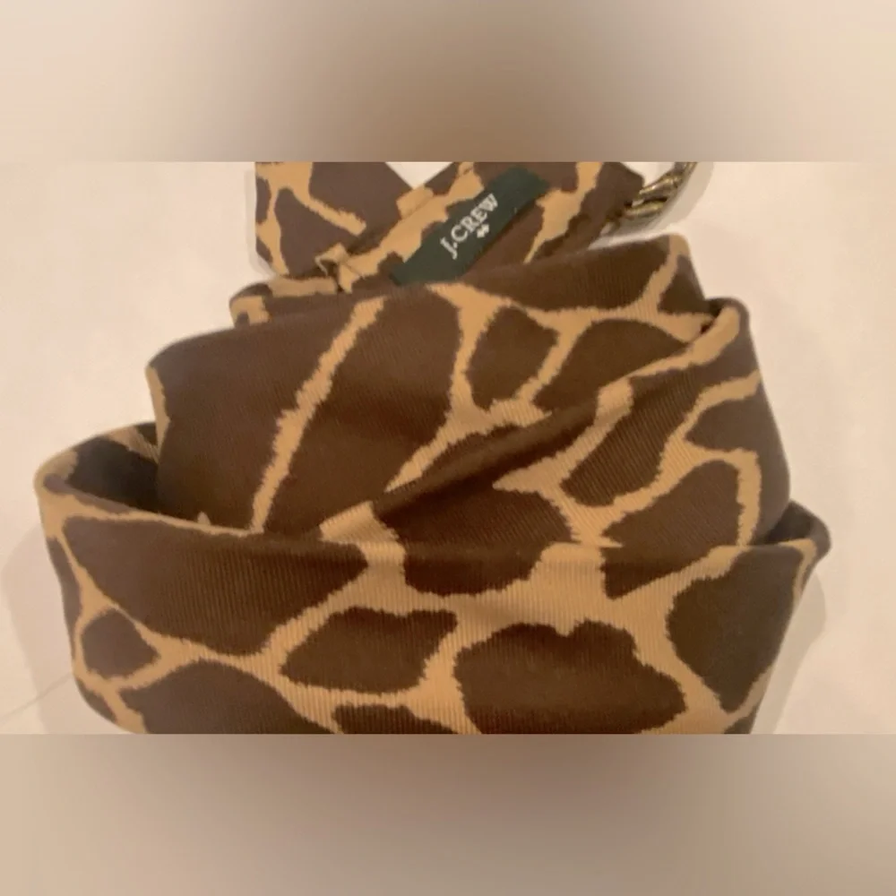 J. CREW accessories Cotton D-ring Preppy Animal Print Brown Belt - M/LG - Picture 4 of 4